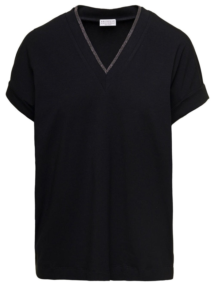 Brunello Cucinelli T-shirts and Polos Black Cotton Elastane