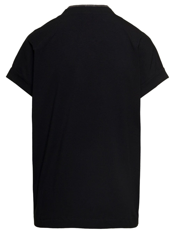Brunello Cucinelli T-shirts and Polos Black Cotton Elastane