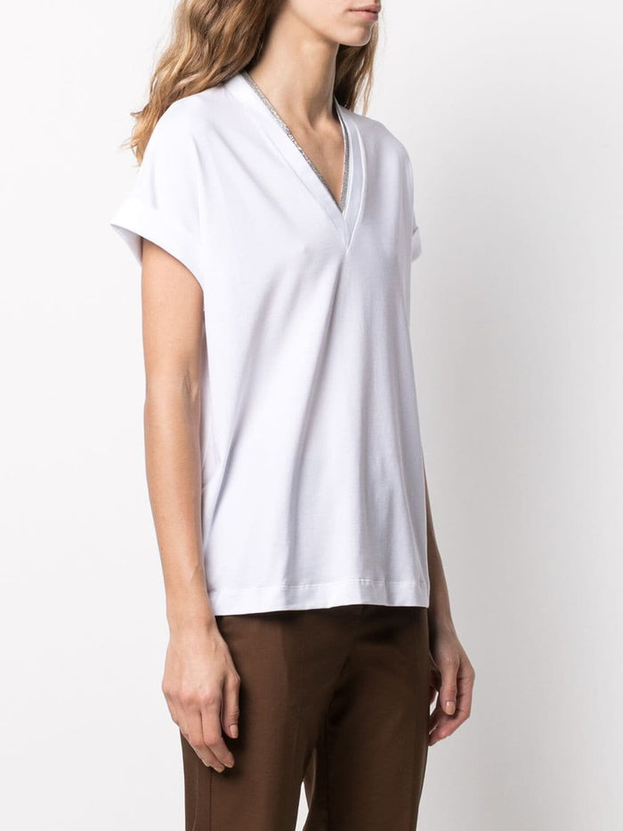 Brunello Cucinelli T-shirts and Polos White Cotton Elastane