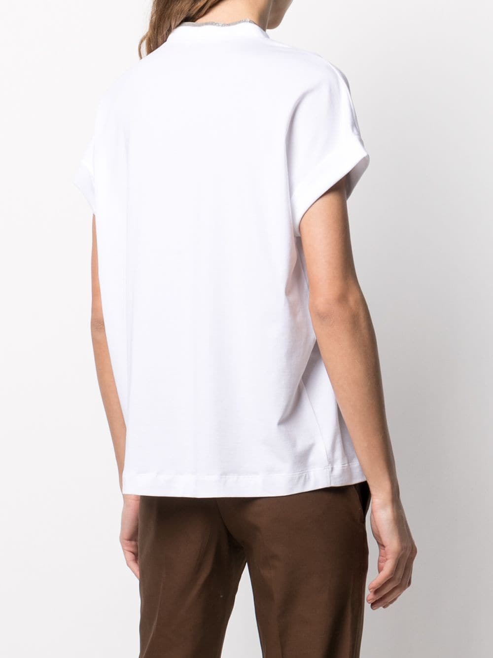 Brunello Cucinelli T-shirts and Polos White Cotton Elastane