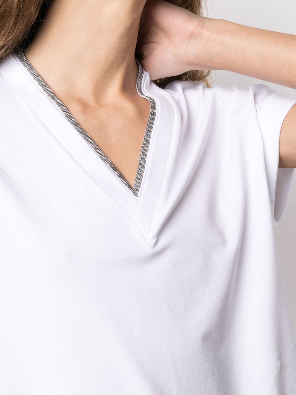 Brunello Cucinelli T-shirts and Polos White Cotton Elastane