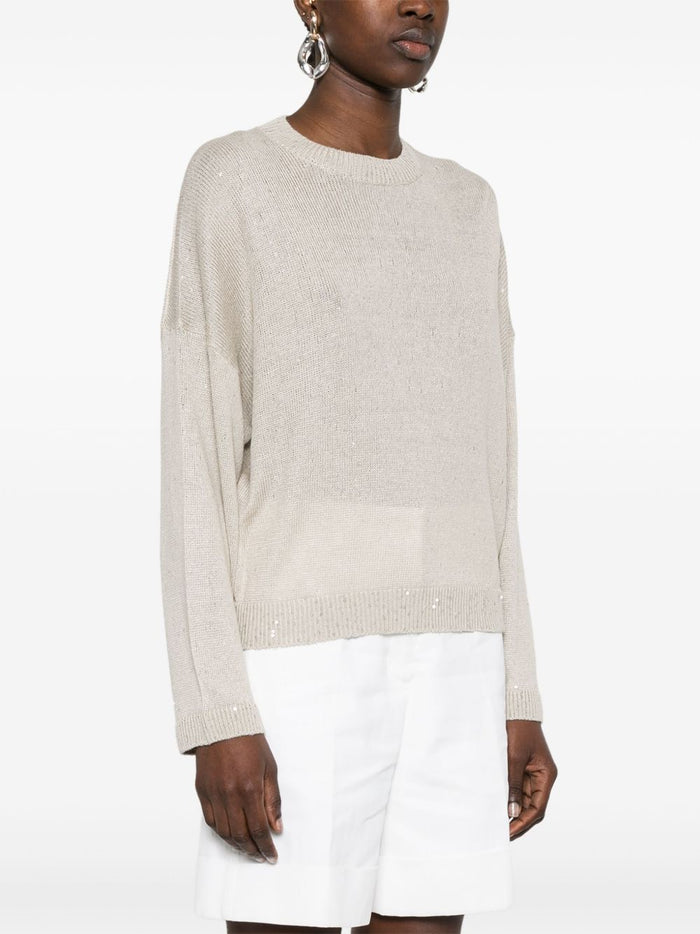 Brunello Cucinelli Sweaters Beige Linen Silk