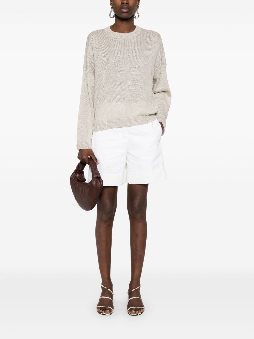 Brunello Cucinelli Sweaters Beige Linen Silk
