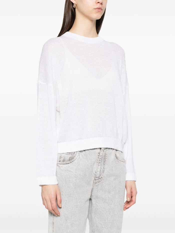 Brunello Cucinelli Sweaters White Linen Silk