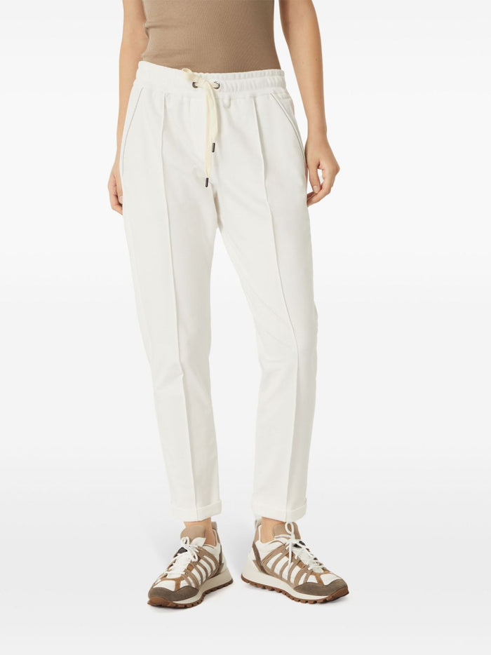 Brunello Cucinelli Trousers White Cotton Elastane