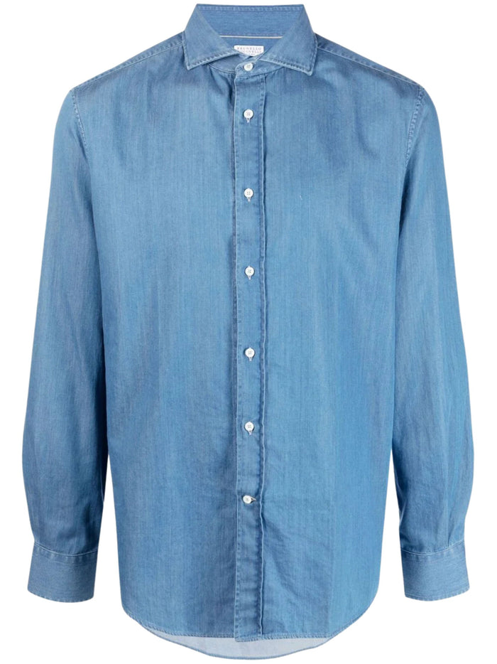 Brunello Cucinelli Shirts Blue Cotton
