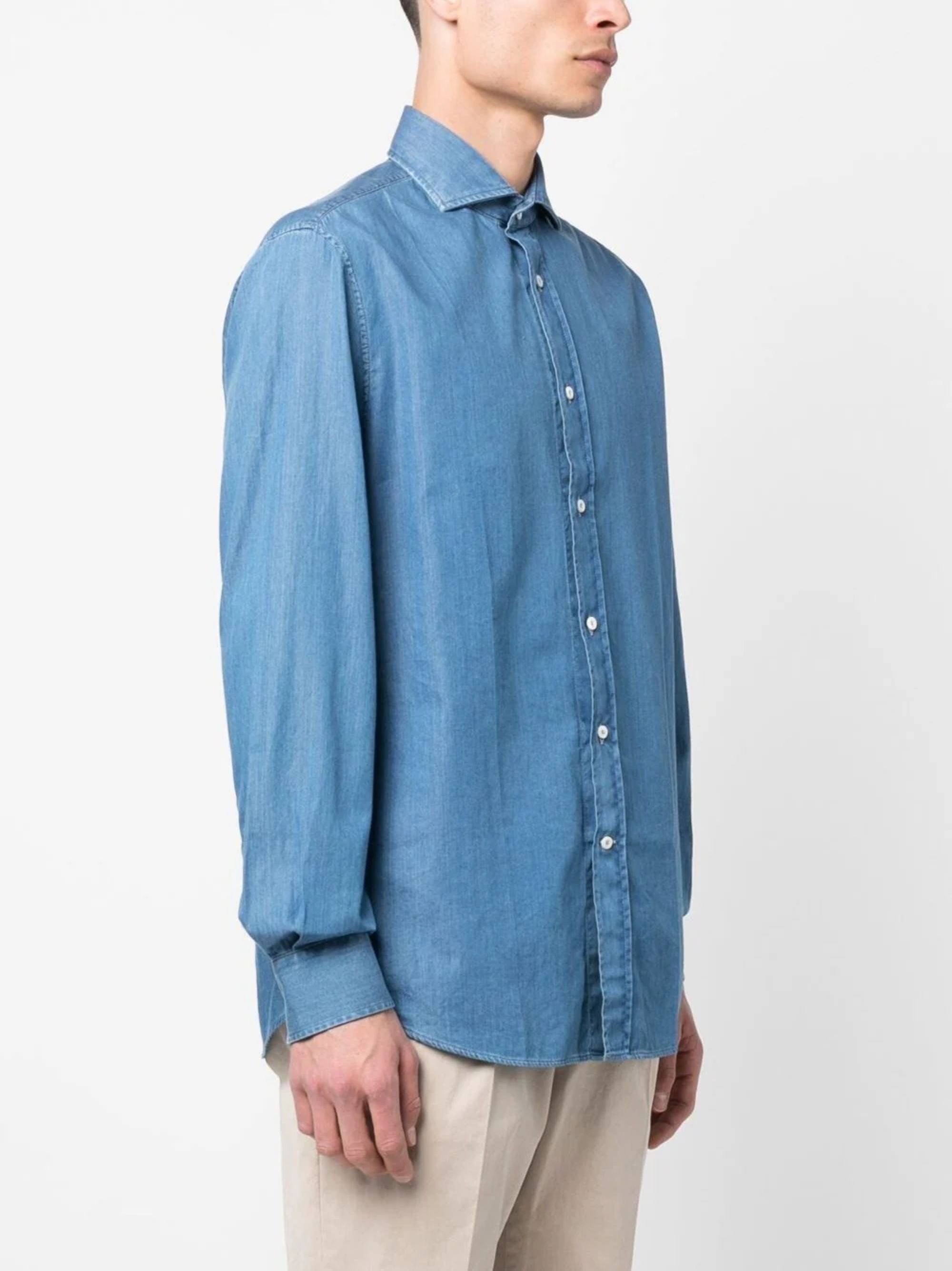 Brunello Cucinelli Shirts Blue Cotton