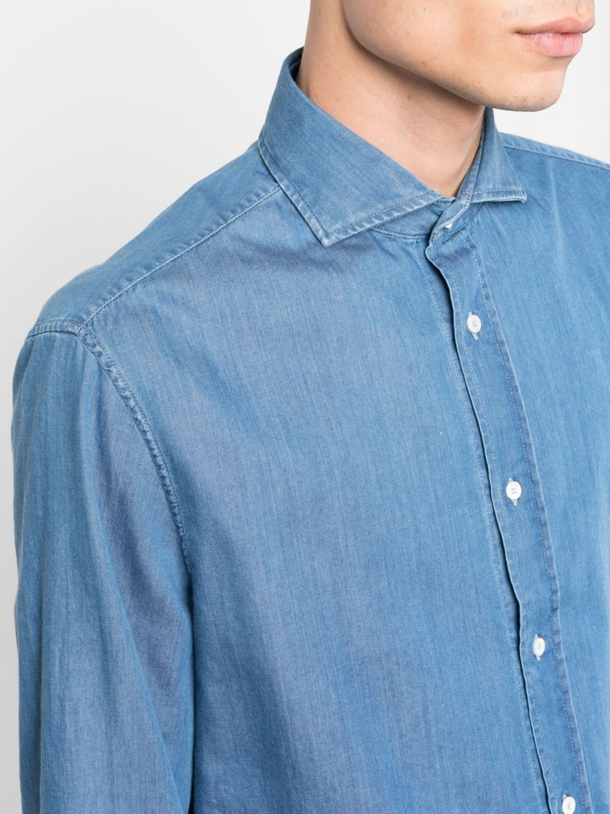 Brunello Cucinelli Shirts Blue Cotton