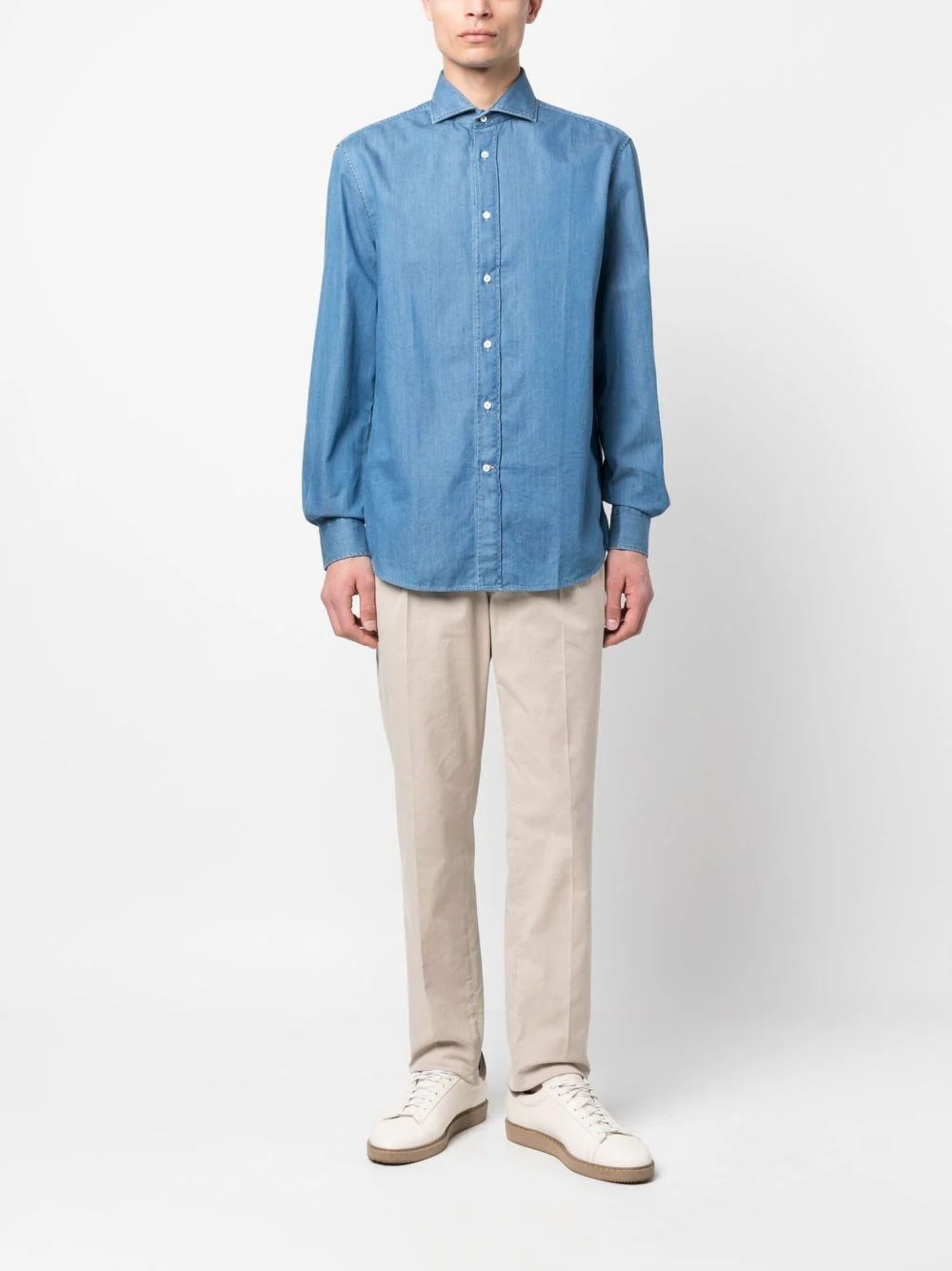 Brunello Cucinelli Shirts Blue Cotton