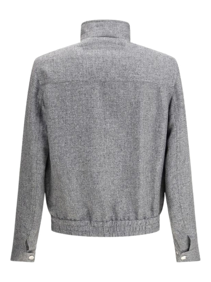 Brunello Cucinelli Coats Grey Silk Linen Wool