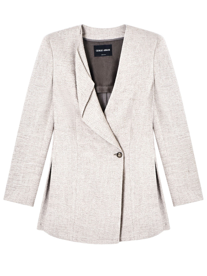 Giorgio Armani Jackets Dove Grey Silk Viscose Linen