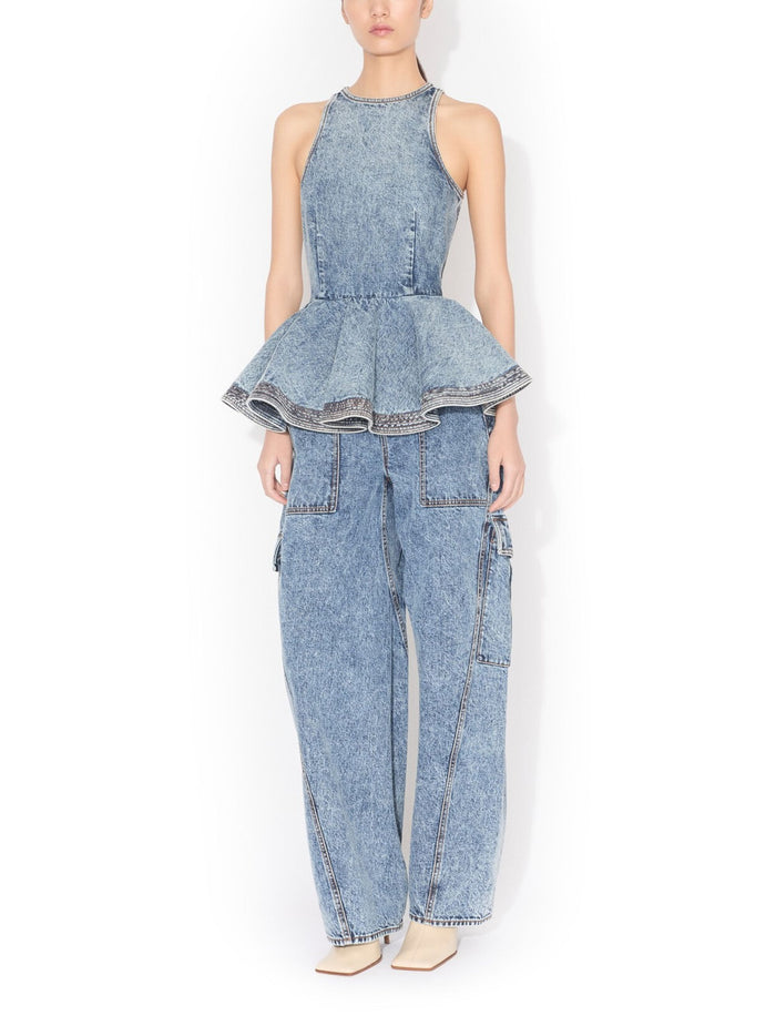 Alaia Top Denim Cotton Polyurethane