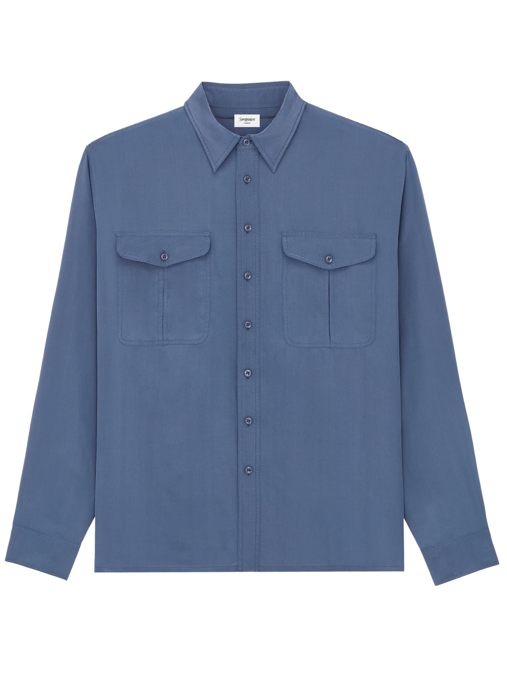 Saint Laurent Shirts Blue Silk Viscose
