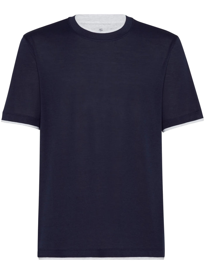 Brunello Cucinelli T-shirts and Polos Blue Silk Cotton