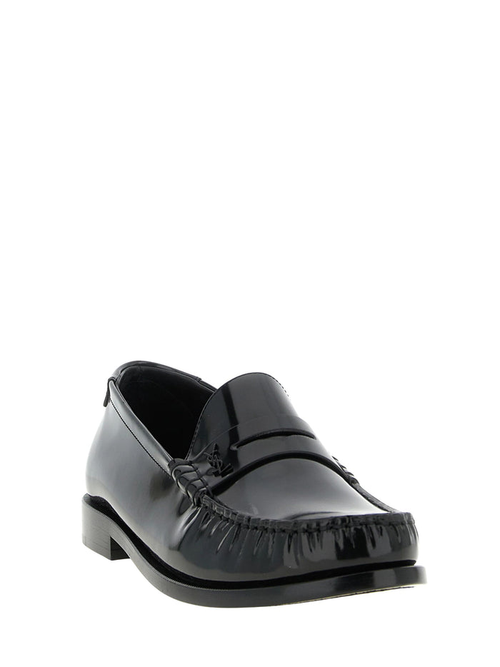 Saint Laurent Flat Shoes Black Calf Leather