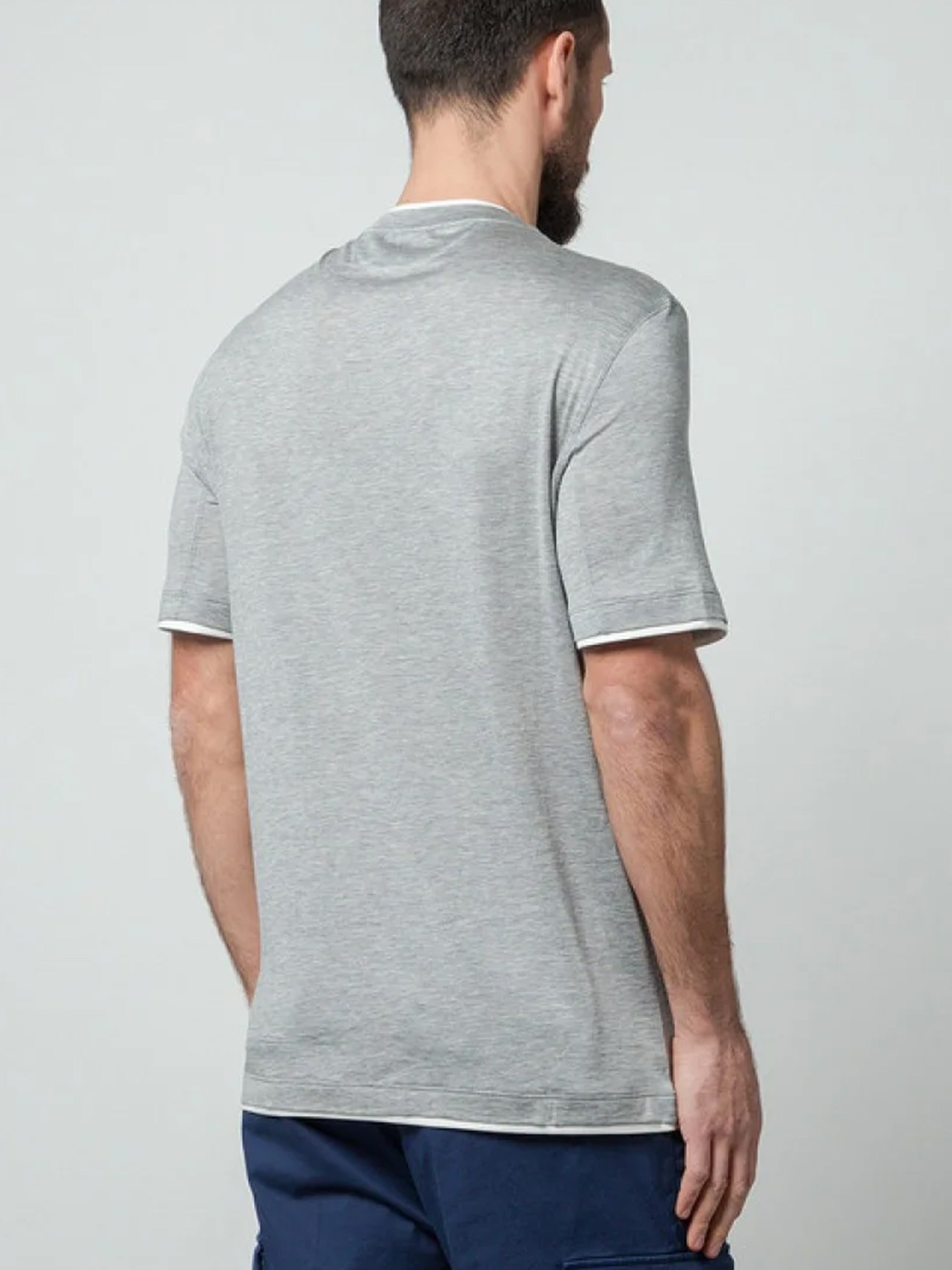Brunello Cucinelli T-shirts and Polos Grey Silk Cotton