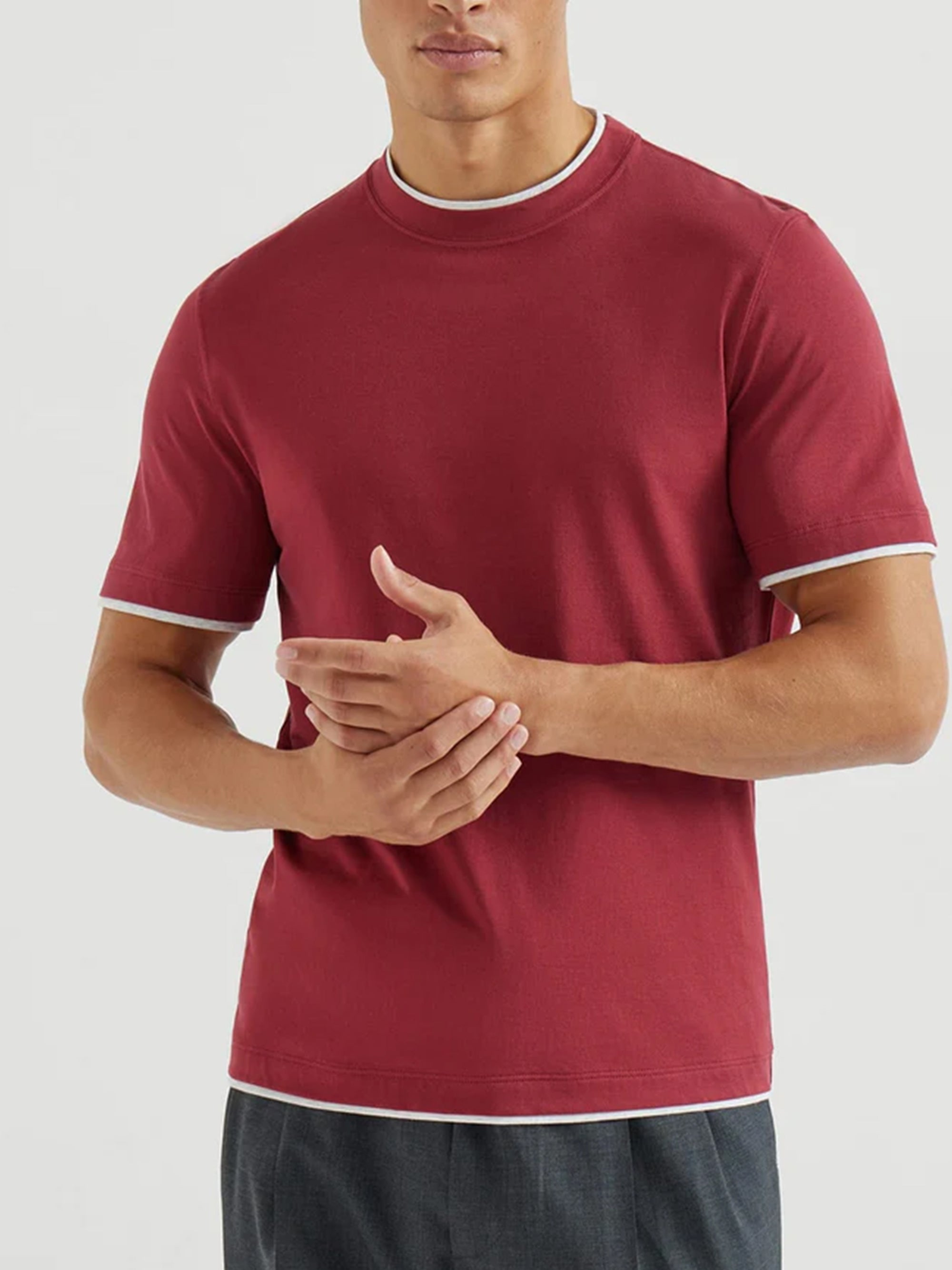 Brunello Cucinelli T-shirts and Polos Red Silk Cotton