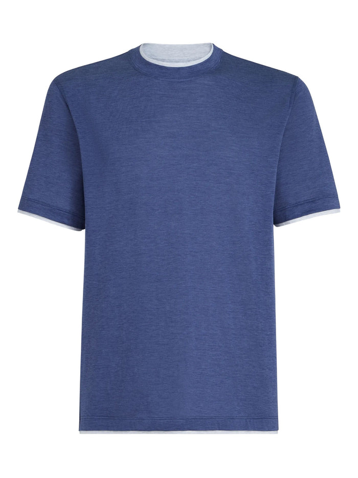 Brunello Cucinelli T-shirts and Polos Blue Silk Cotton