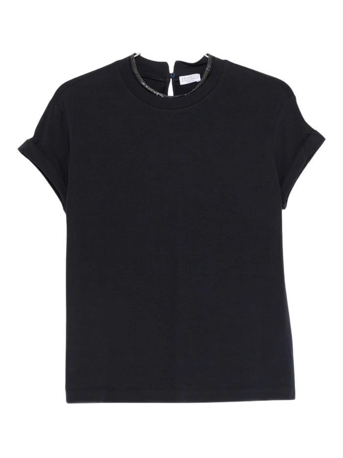 Brunello Cucinelli T-shirts and Polos Blue Cotton Elastane