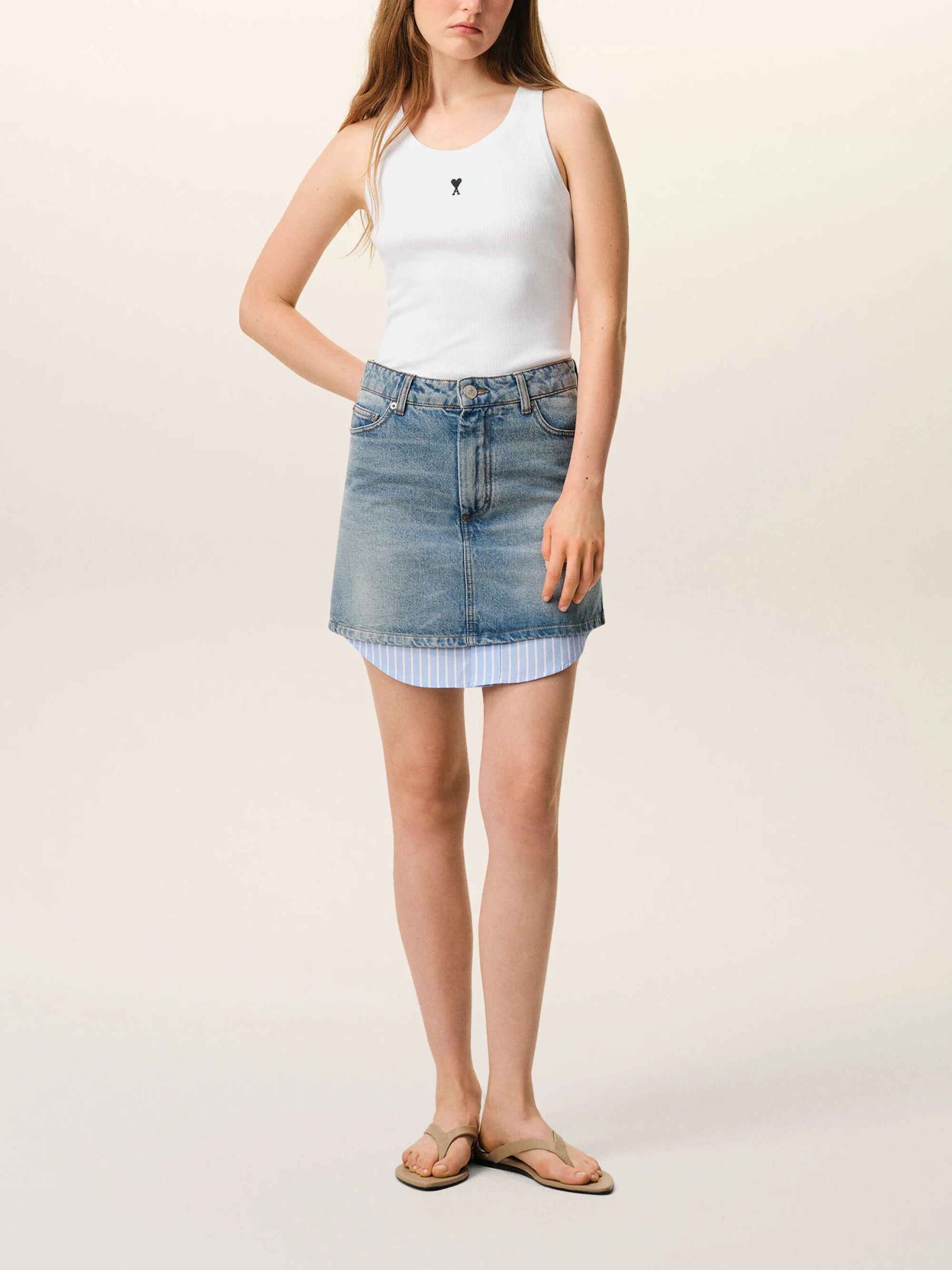 Ami Paris Top White Cotton Elastane
