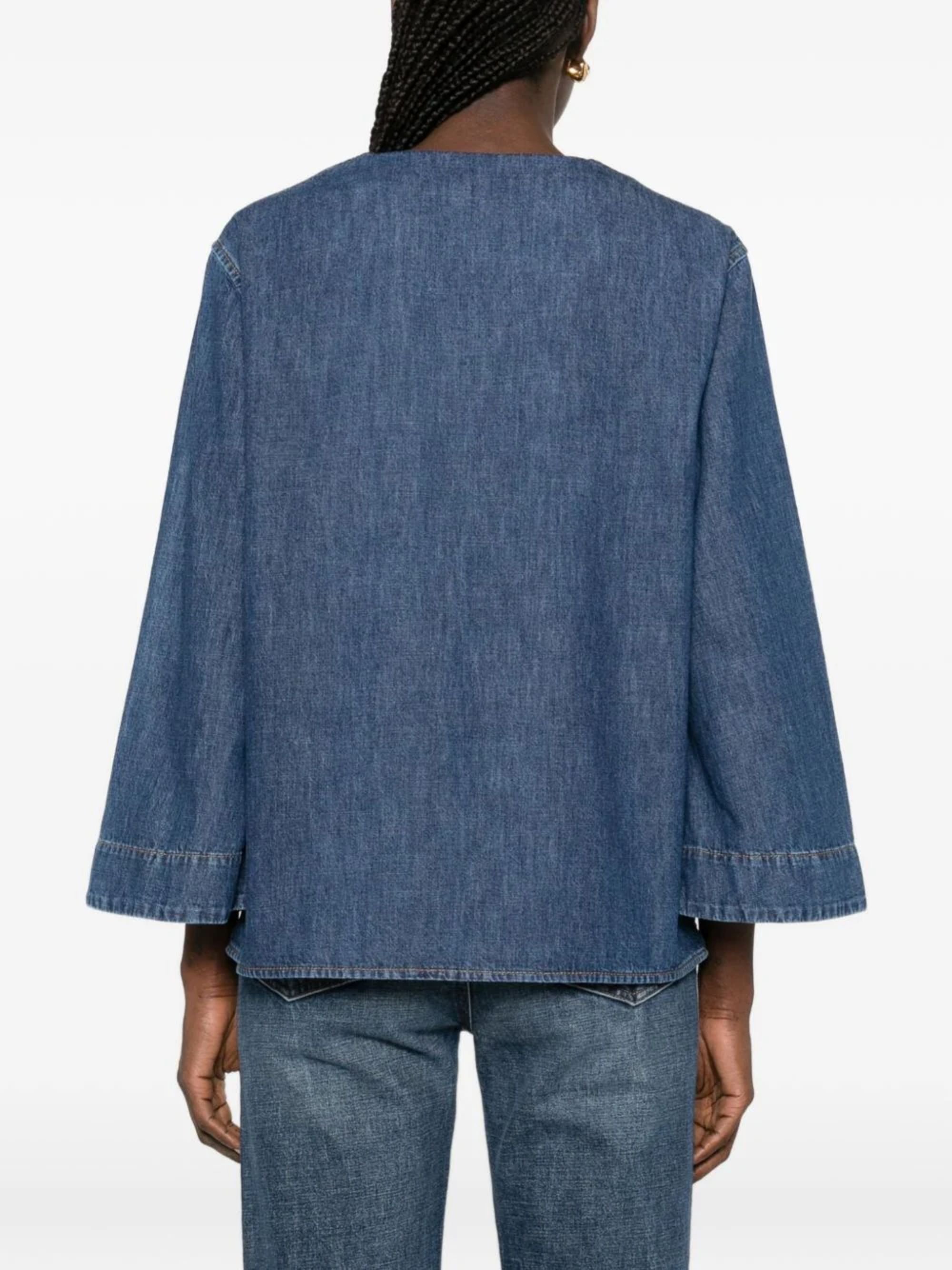 Valentino Shirts Denim Scuro Cotton