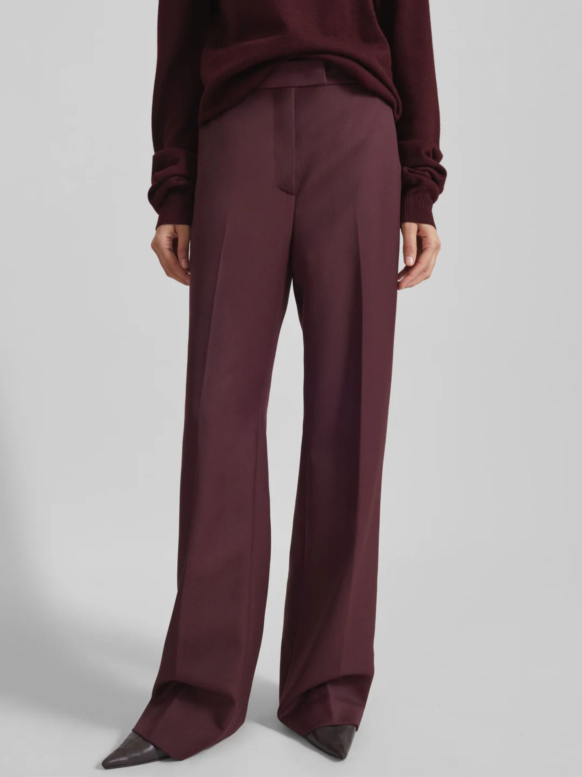 The Frankie Shop Trousers Bordeaux Polyester Virgin Wool
