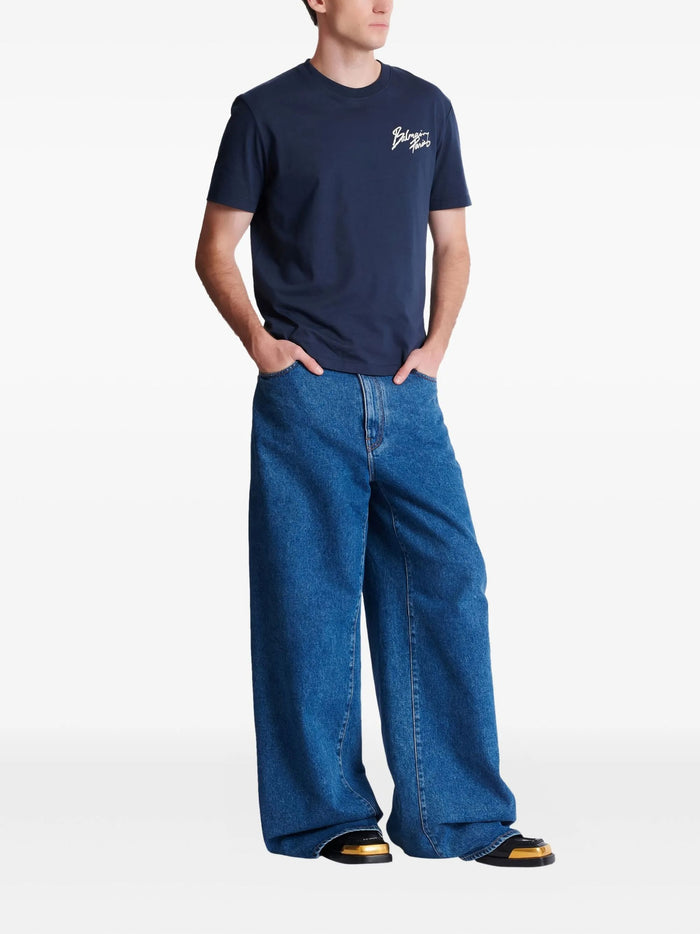 Balmain T-Shirts And Polos Blue Cotton