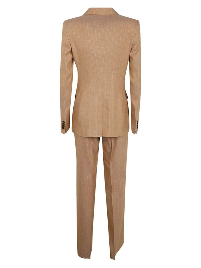 Tagliatore Dresses Brown Linen Viscose Polyester