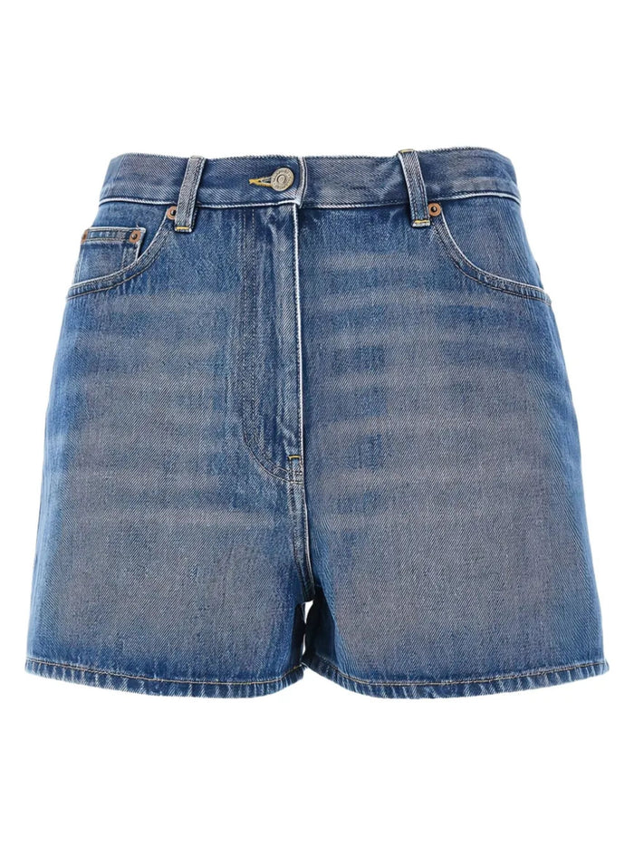Valentino Shorts Denim Scuro Cotton