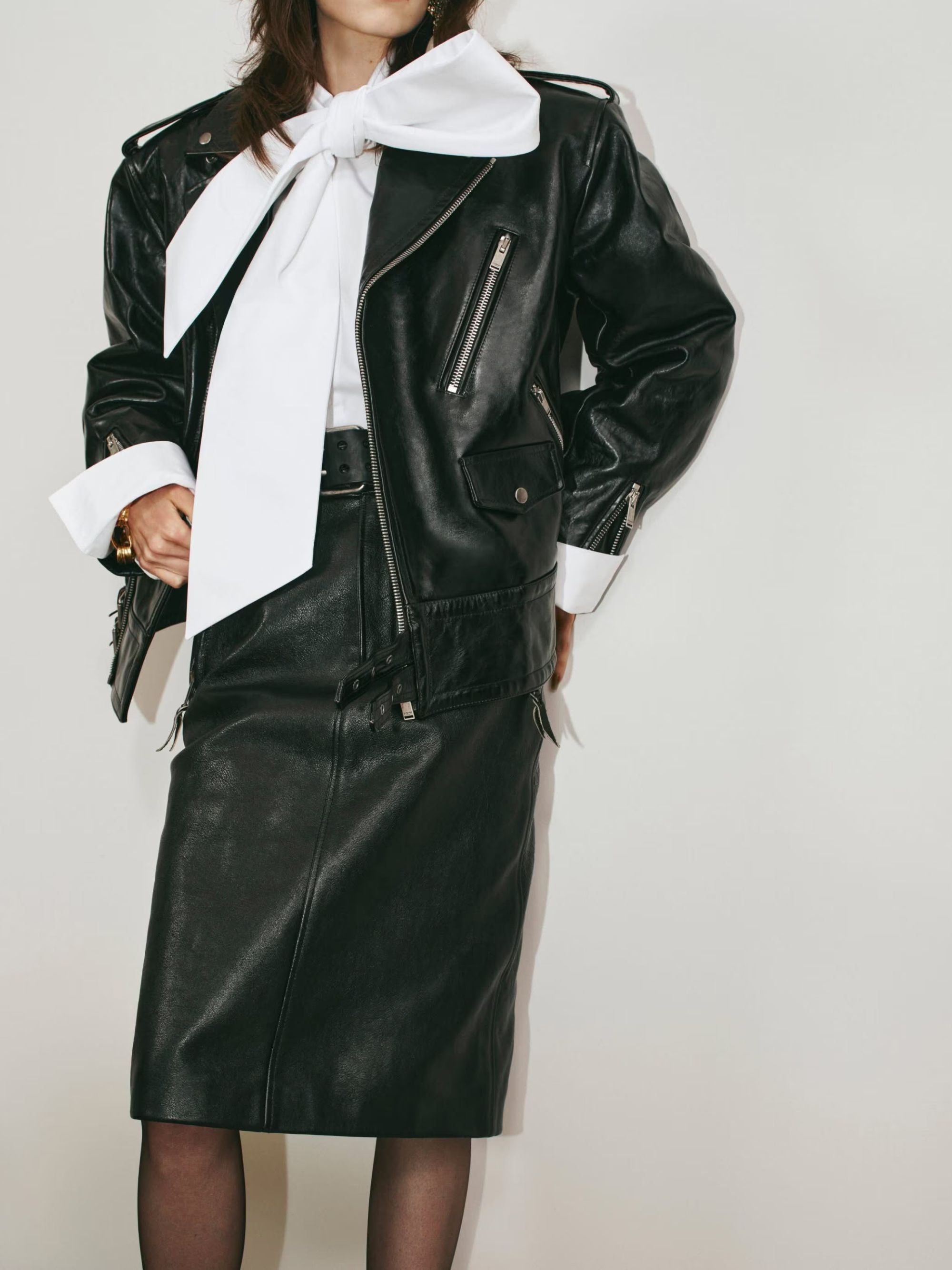 Saint Laurent Skirts Black Cow Leather