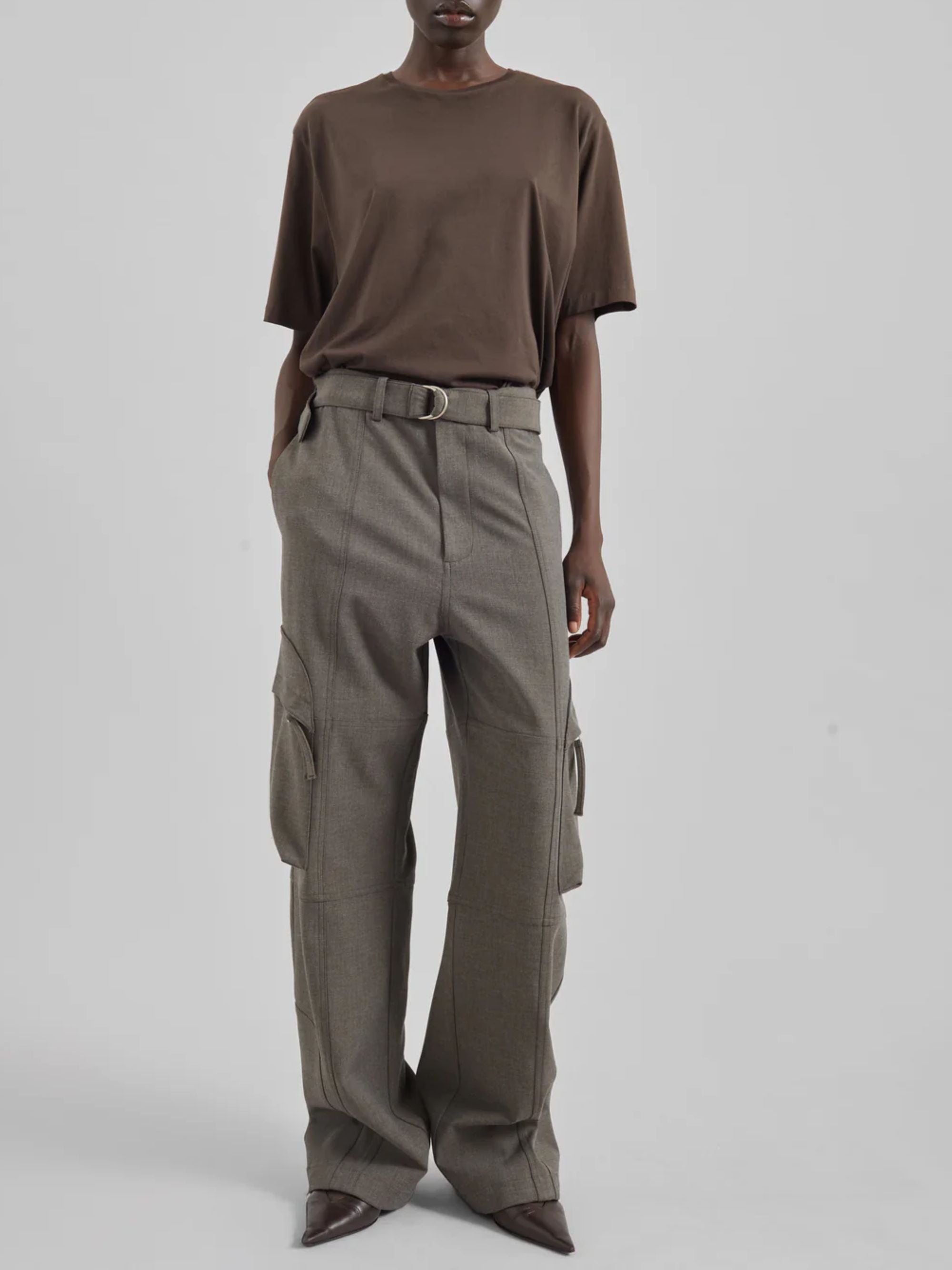 The Frankie Shop Trousers Grey Polyester Viscose Elastane