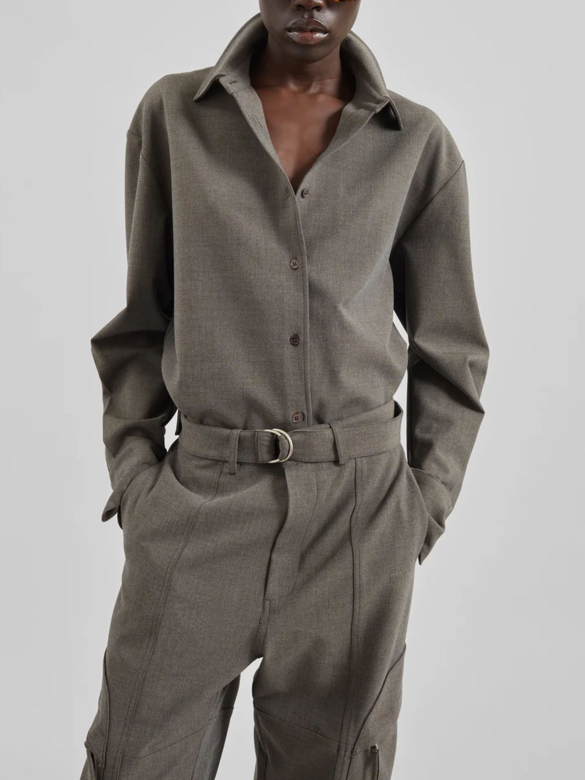 The Frankie Shop Shirts Grey Polyester Viscose Elastane