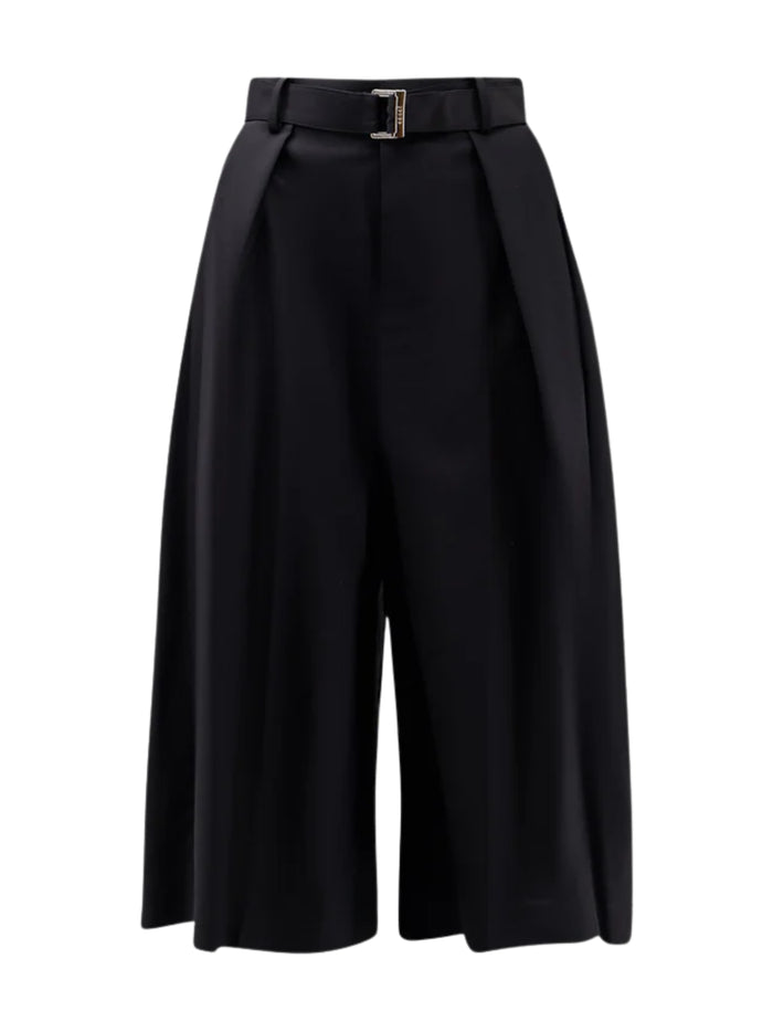 Sacai Trousers Black Polyester Wool
