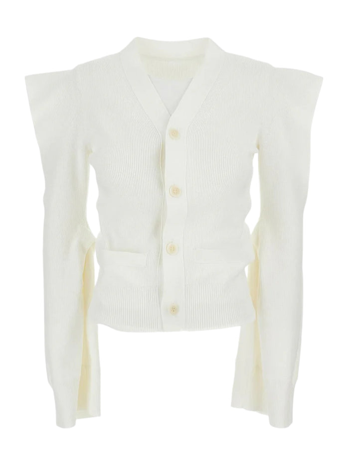 Sacai Sweaters White Cotton Polyester Nylon