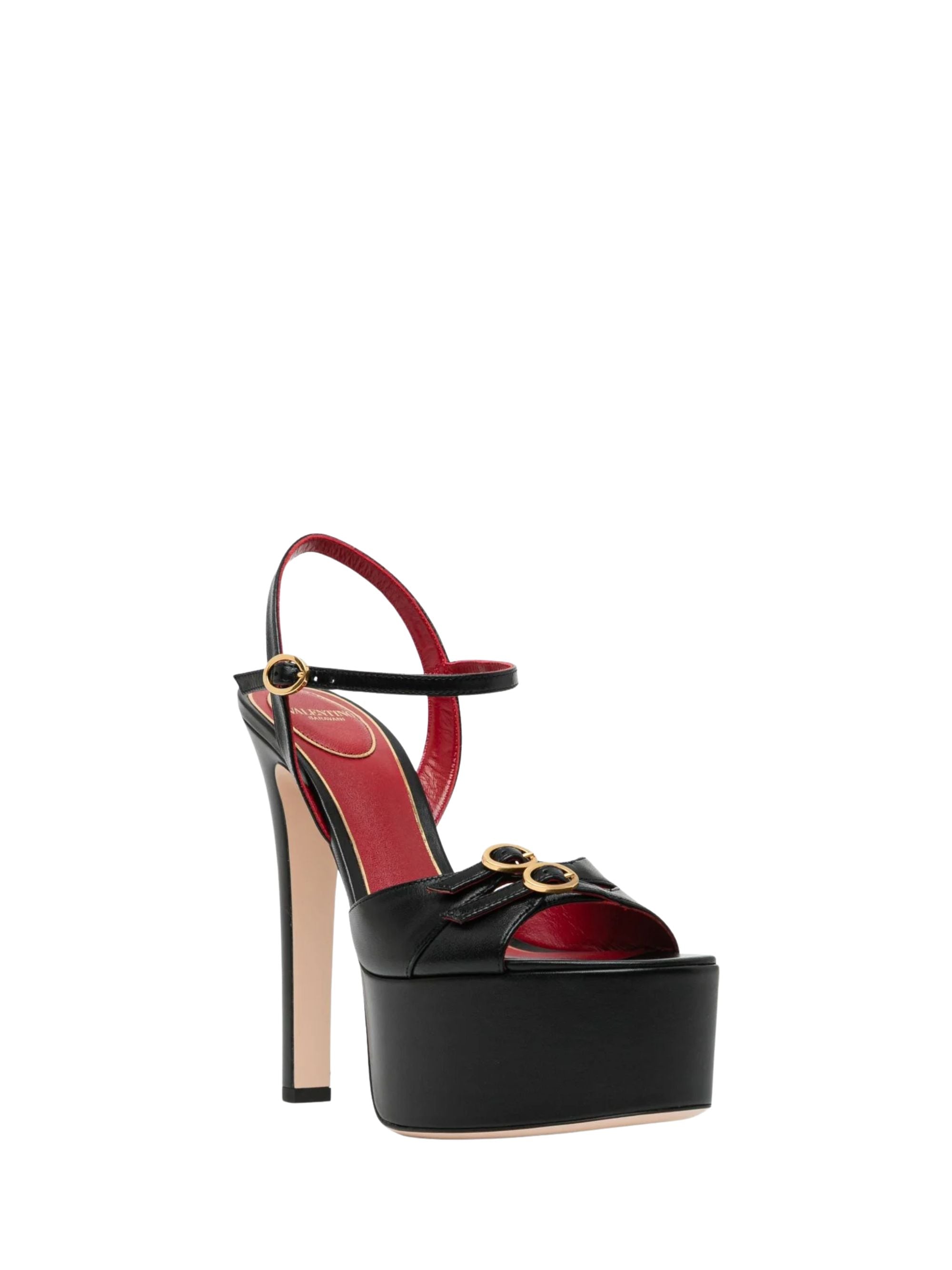 Valentino Garavani Sandals Black Kid Leather