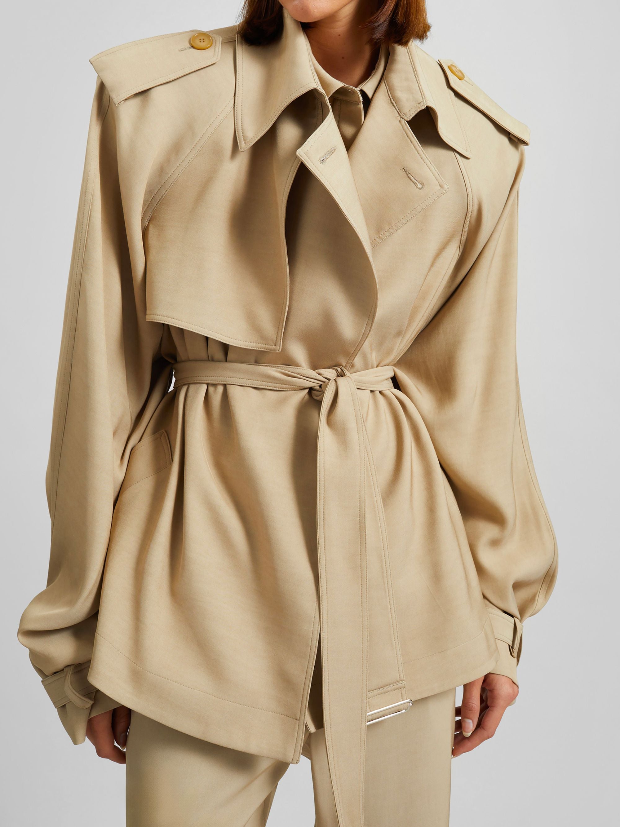 The Frankie Shop Coats Beige Lyocell