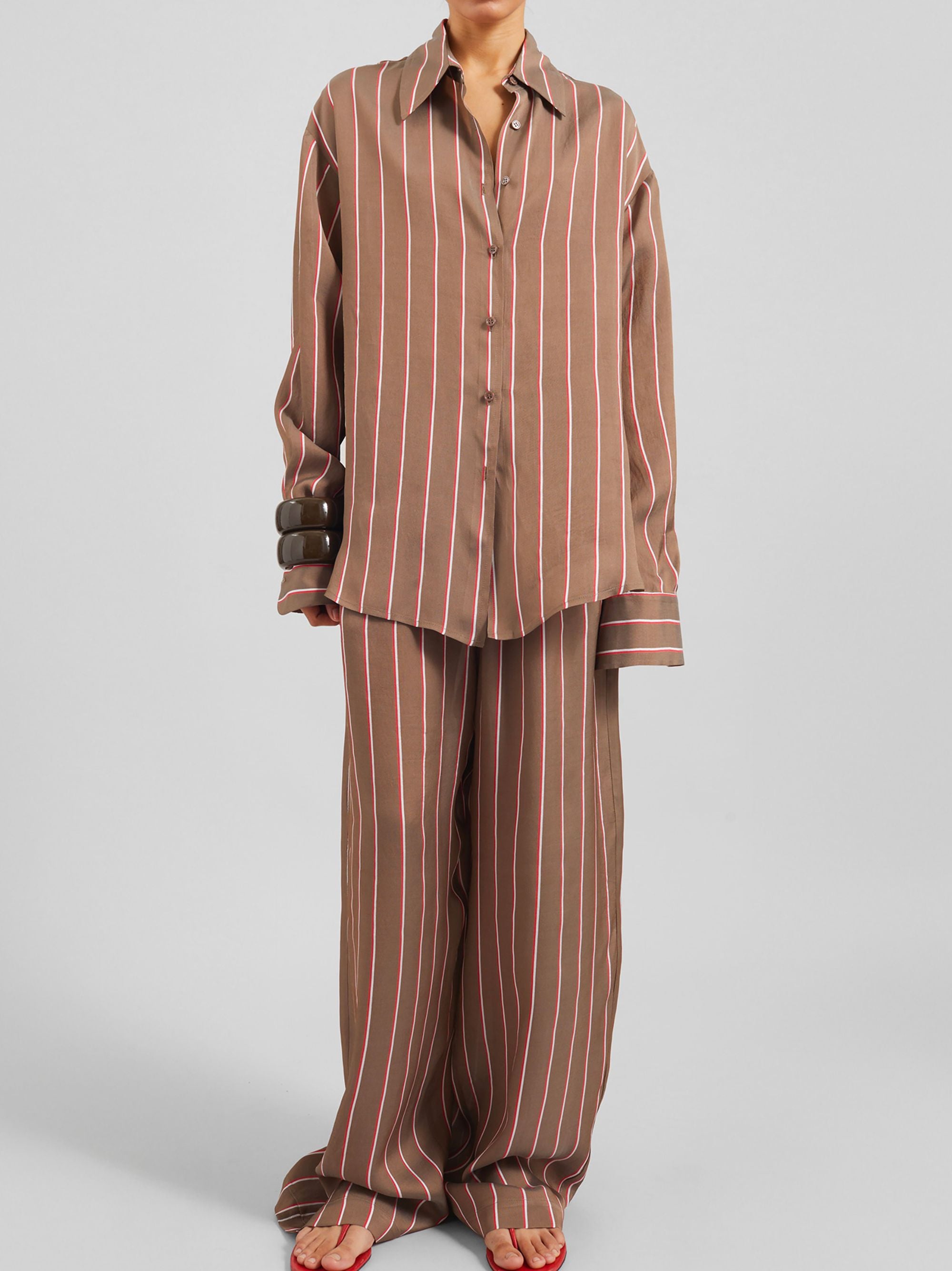 The Frankie Shop Shirts Marrone Viscose Silk