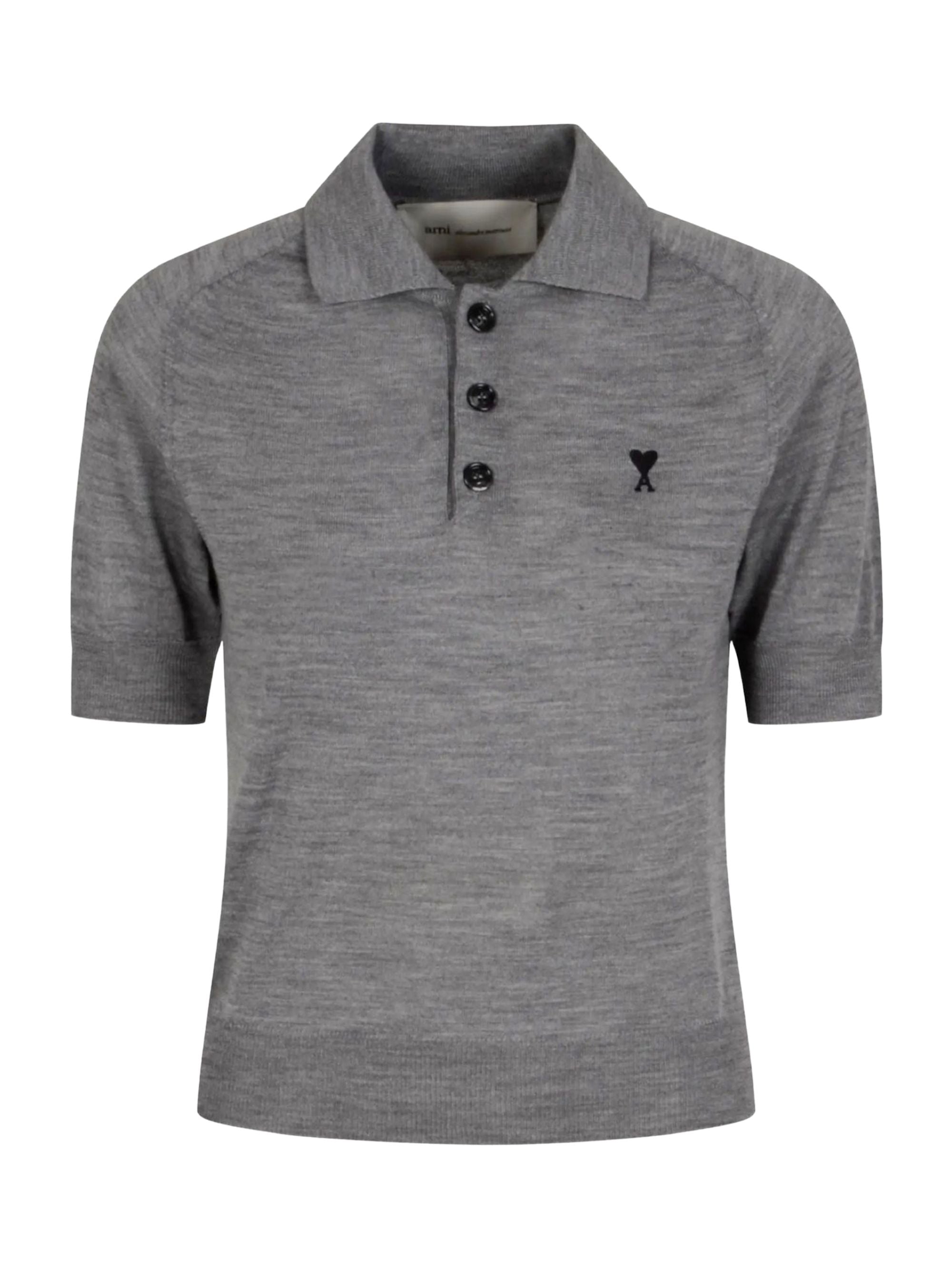 Ami Paris T-shirts and Polos Grey Wool