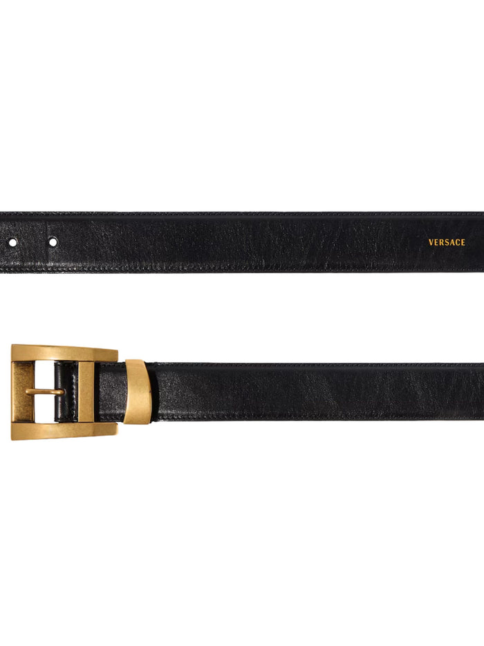 Versace Belts Black Calf Leather