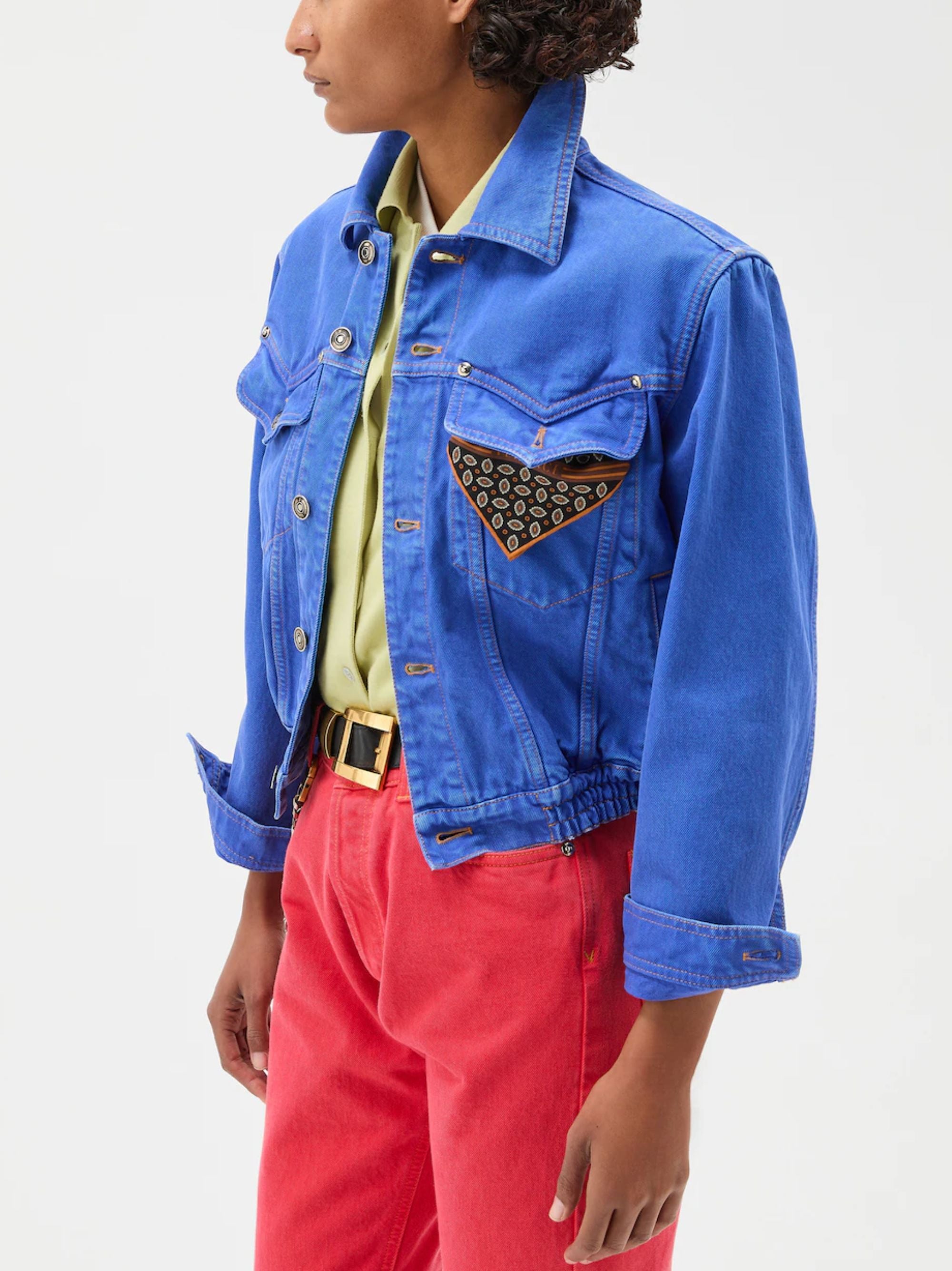 Versace Coats Denim Scuro Cotton