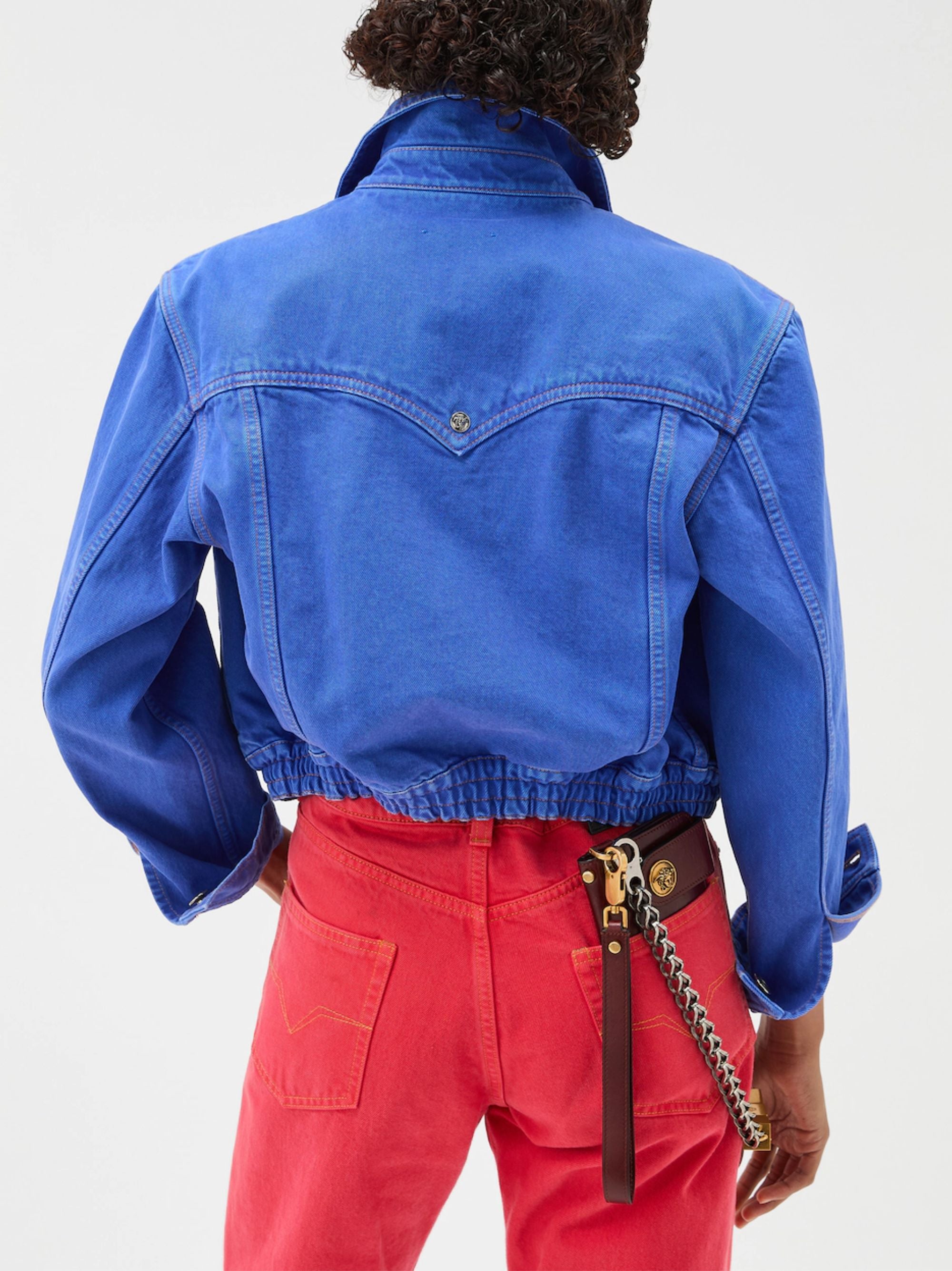 Versace Coats Denim Scuro Cotton