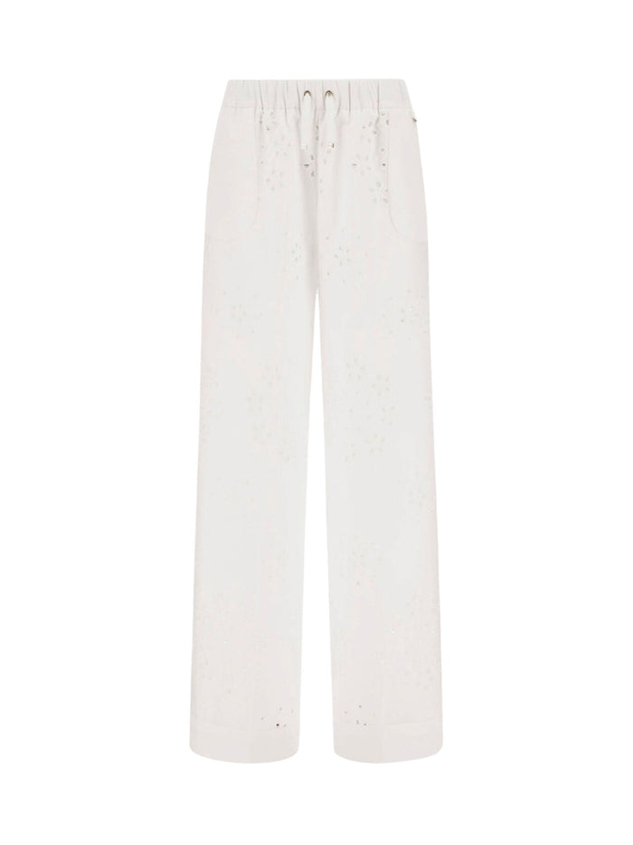 Herno Trousers White Cotton Polyester