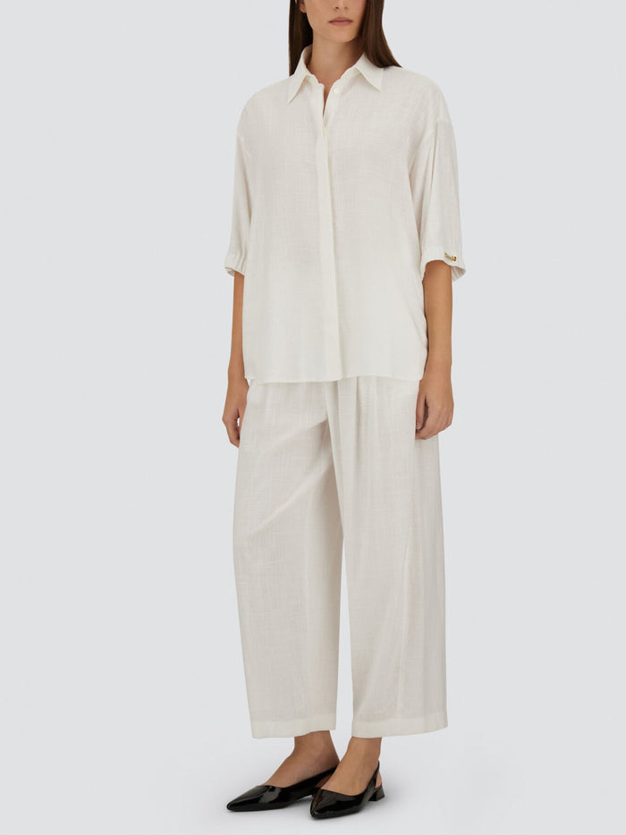 Herno Trousers White Viscose Linen