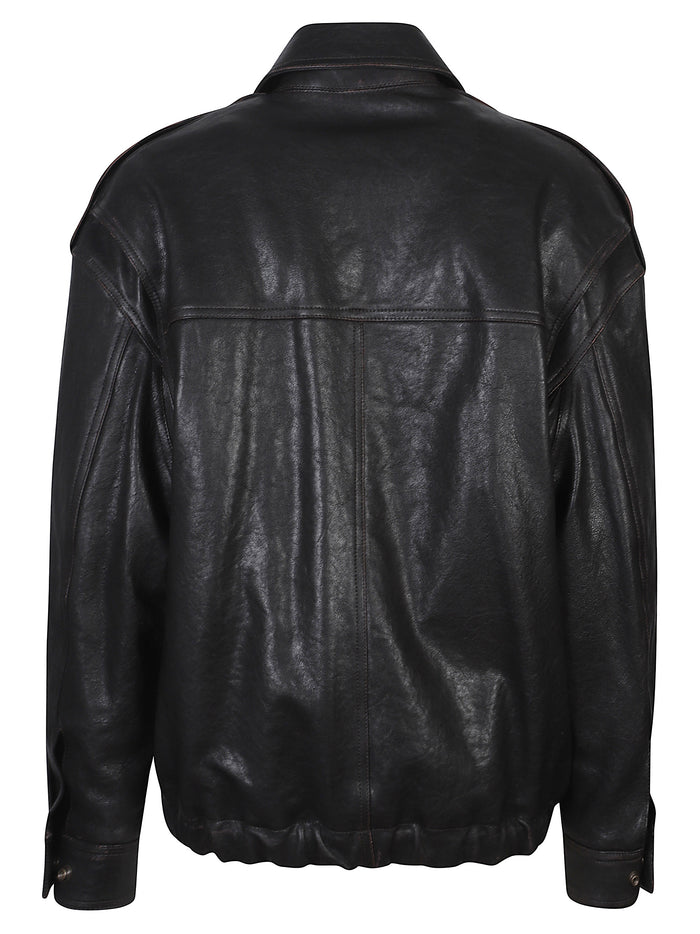 Saint Laurent Coats Black Lamb Leather