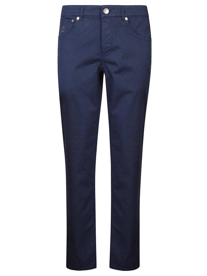 Brunello Cucinelli Trousers Blue Cotton Elastane