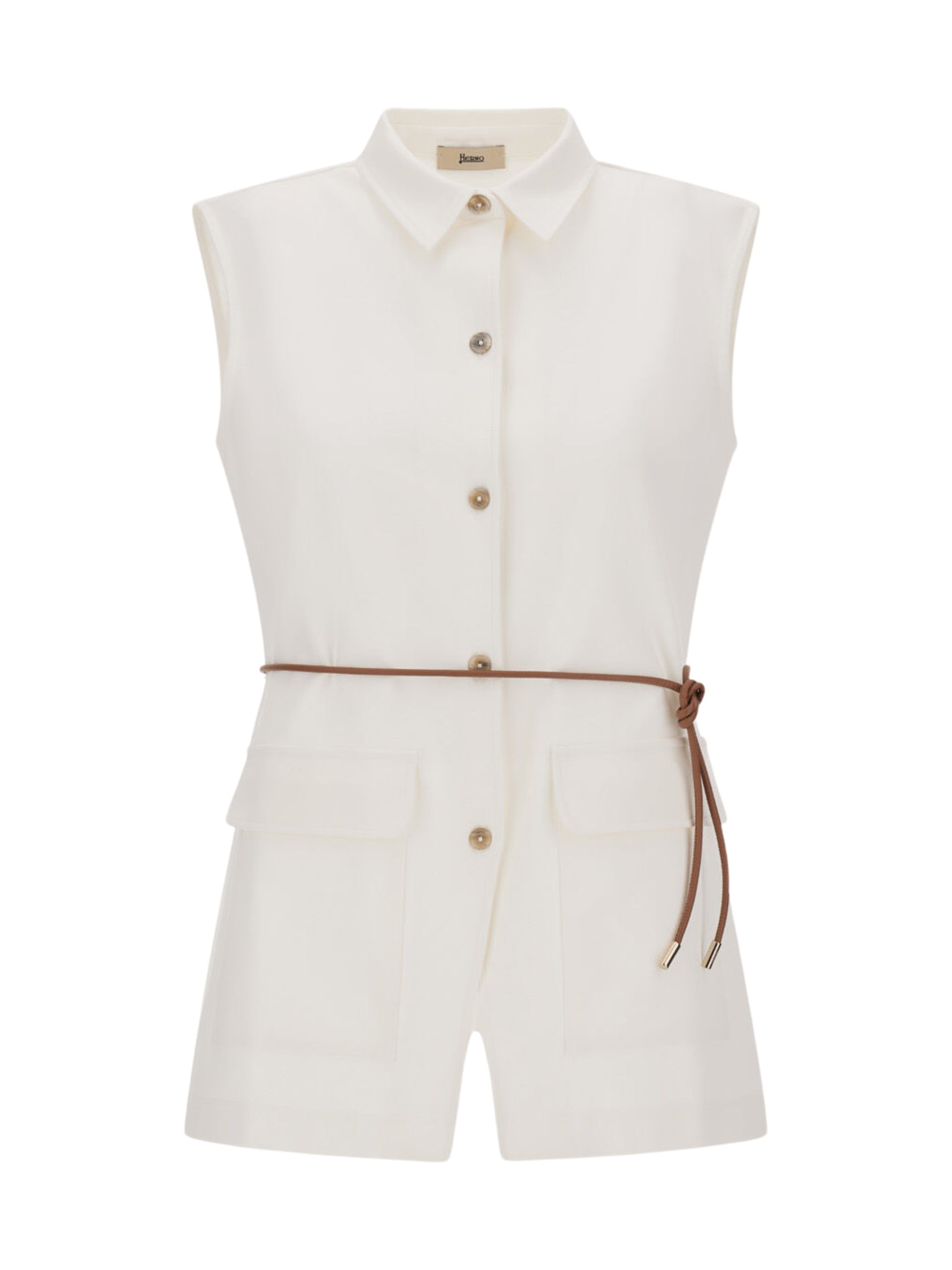 Herno Top White Cotton Polyamide Elastane