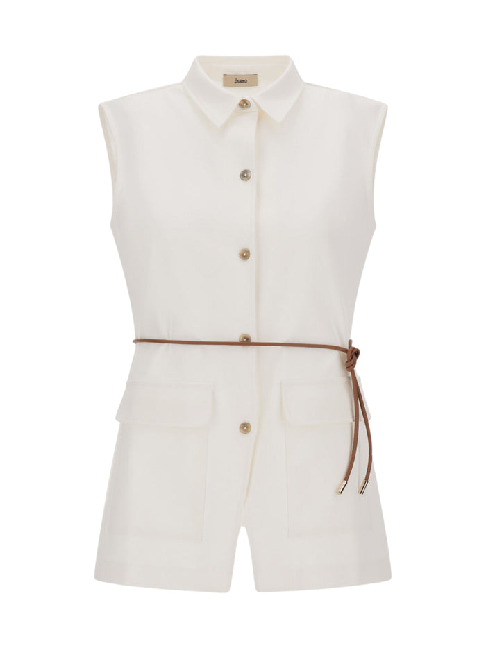 Herno Top White Cotton Polyamide Elastane