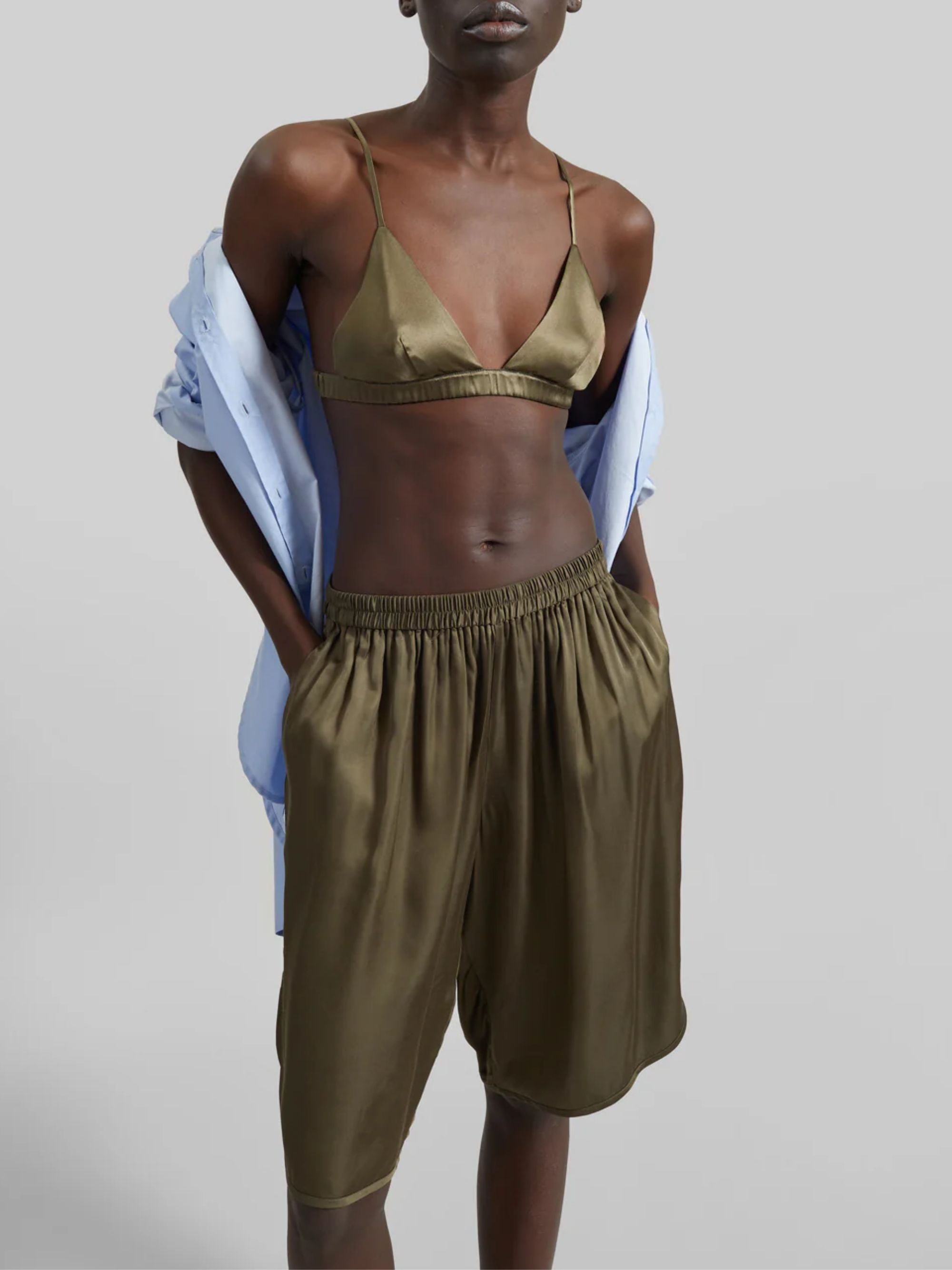 The Frankie Shop Shorts Green Viscose Eco Vero