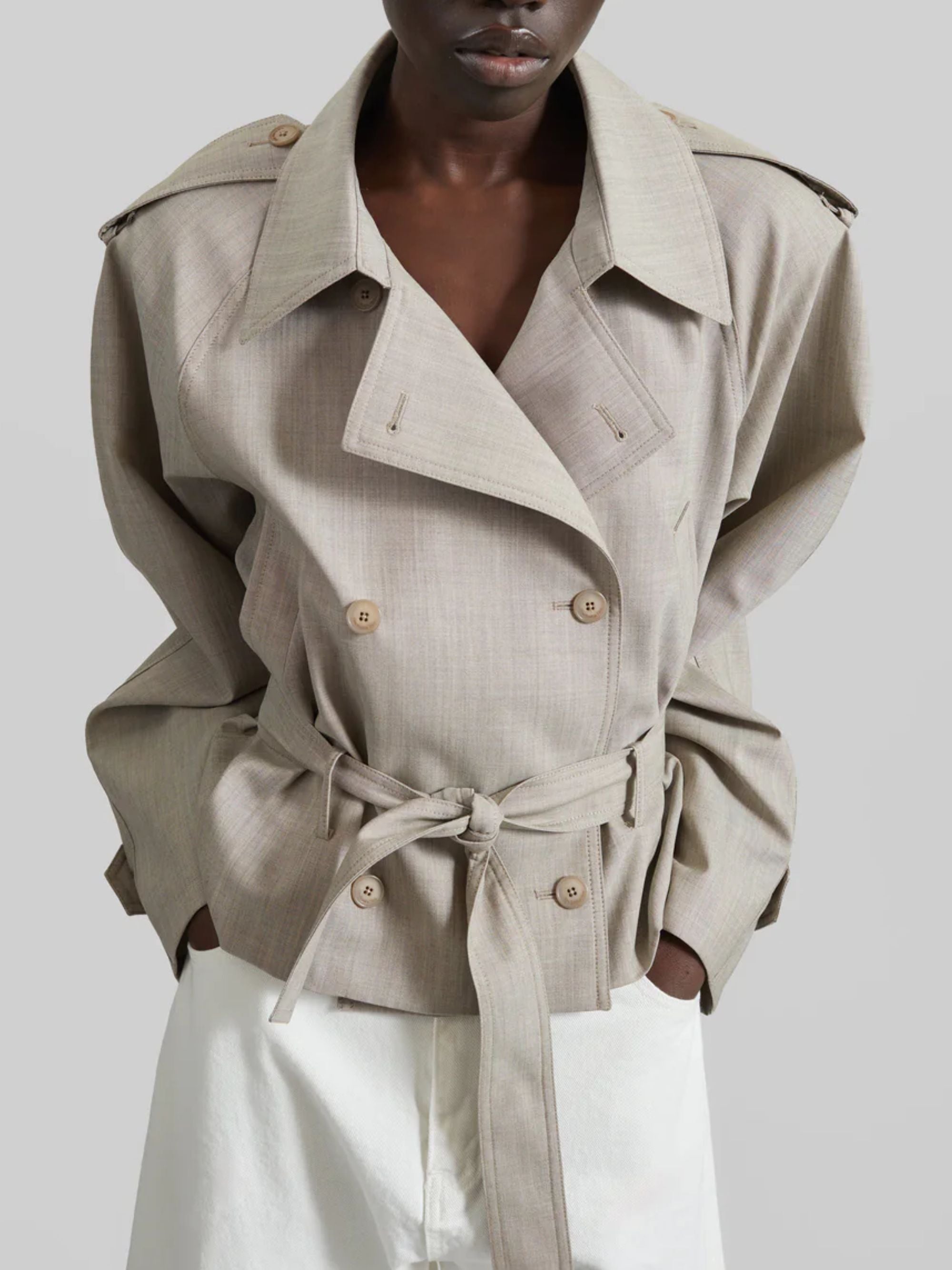The Frankie Shop Coats Beige Polyester Virgin Wool