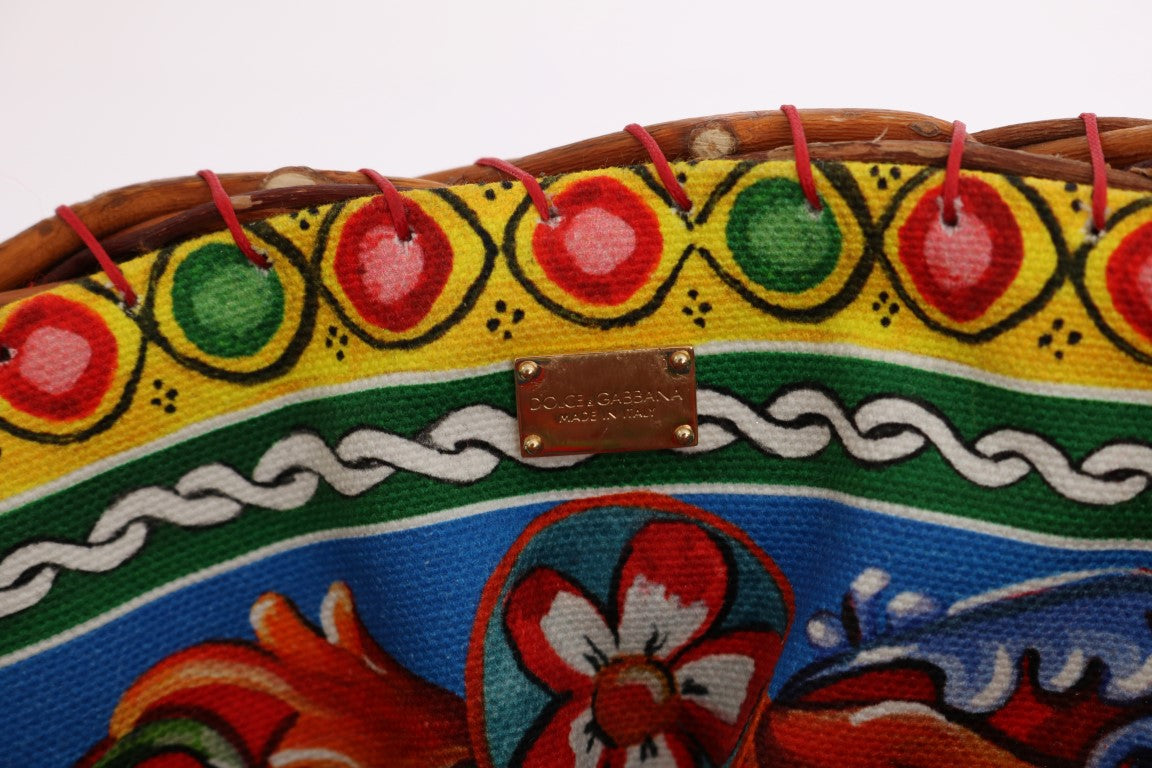 Multicolor Agnese Straw Crystal Pom Bag